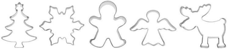 Zestaw świątecznych foremek w kształcie aniołka, choinki, renifera, śnieżynki i Ciastka ze Shreka