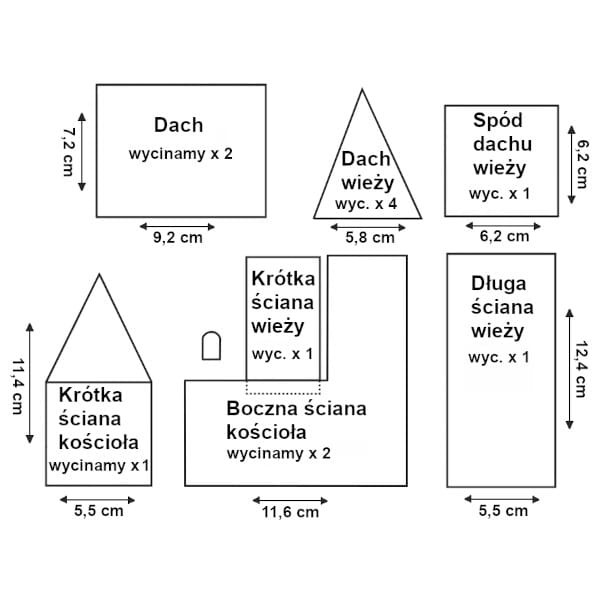 Schemat do wykonania piernikowego kościółka