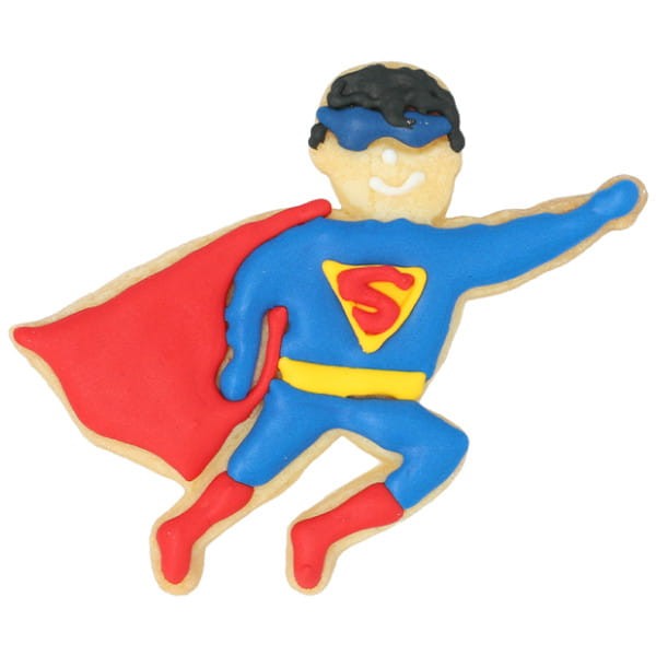 Udekorowane ciastko wycięte foremką Supermana