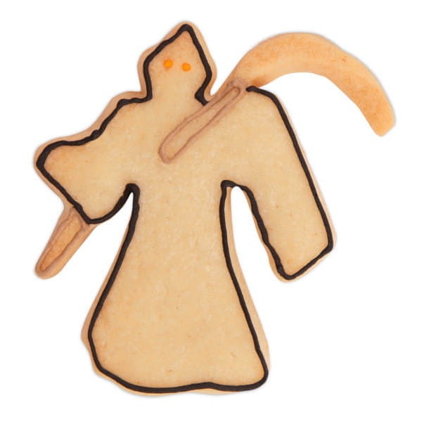 Ciasteczko wykrojone foremką śmierć z kosą