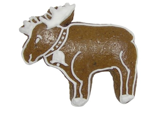 Udekorowany piernik wykrojony foremką w kształcie łosia