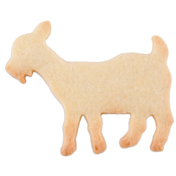 Wycięte foremką ciasteczko w kształcie kozy.jpg