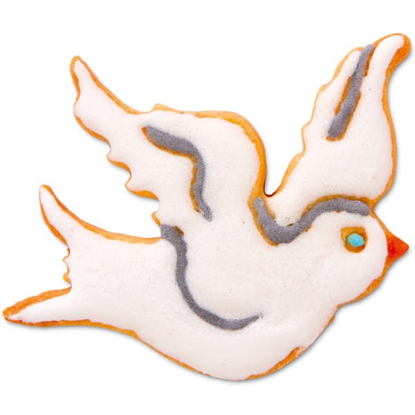 Ciasteczko wykrojone foremką w kształcie gołębia.jpg