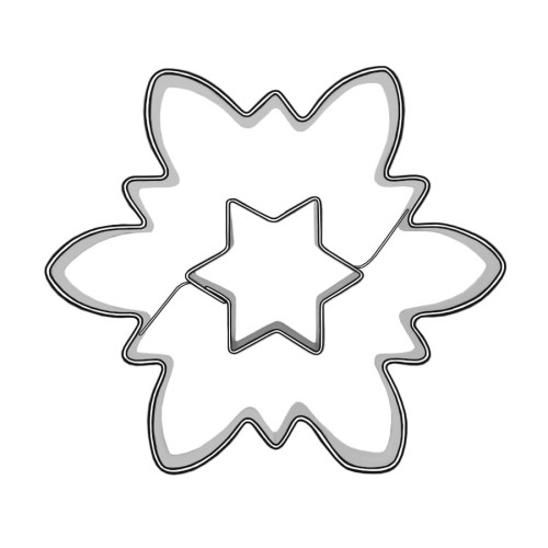 Foremka w kształcie kwiatu szarotki z gwiazdką do świątecznych pierników z dziurką