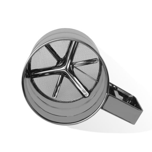 Urządzenie z sitem i ruchomą rączką do przesiewania mąki