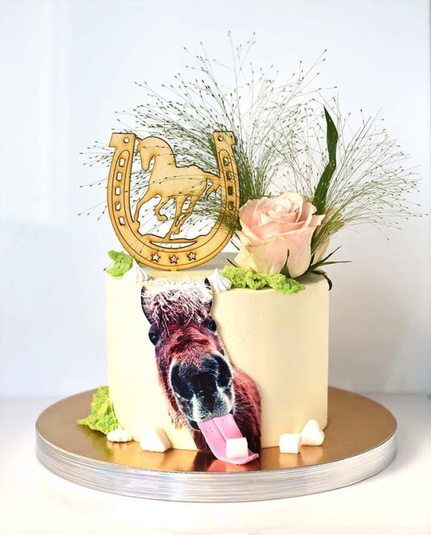 Topper urodzinowy Podkowa z Koniem