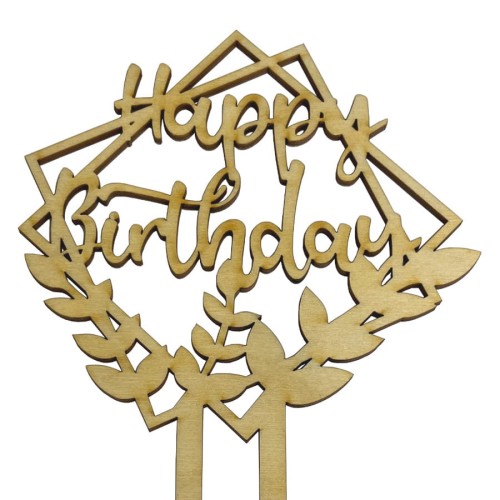 Drewniany topper urodzinowy Happy Birthday 21 cm