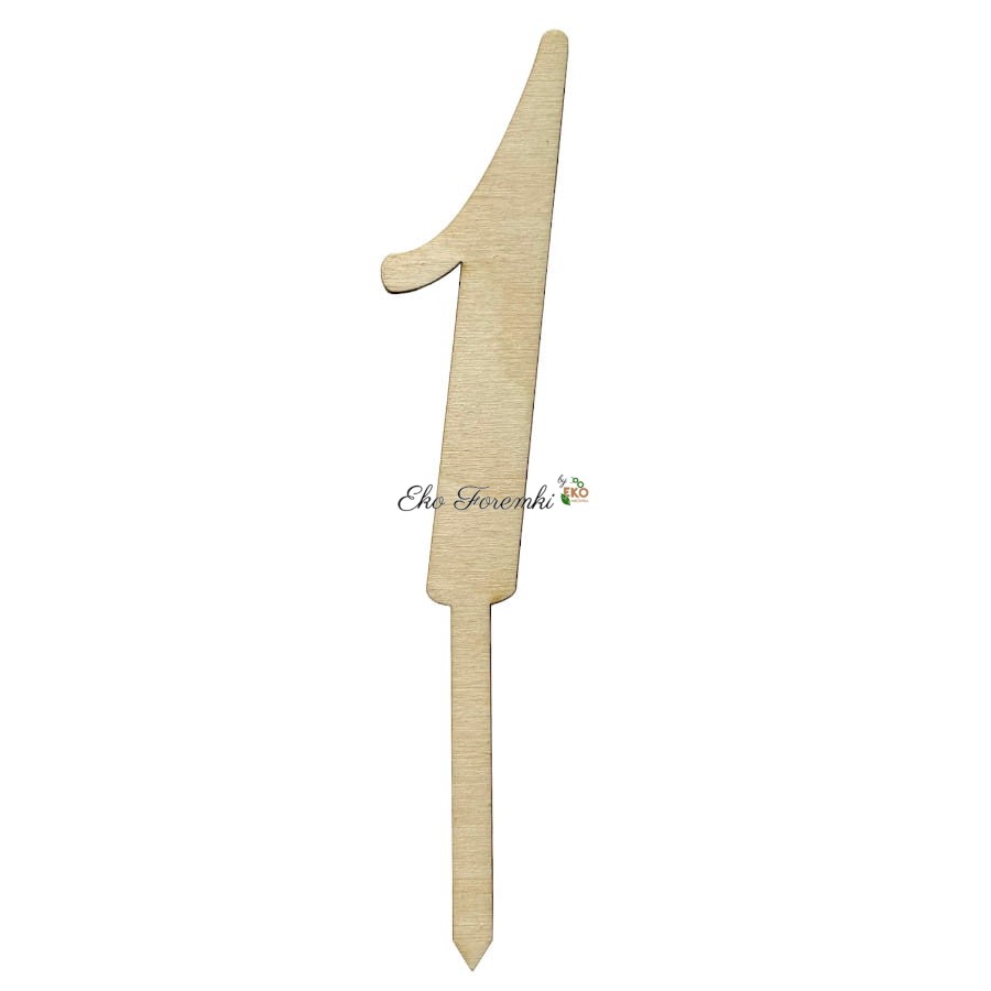 Drewniany topper w kształcie cyfry jeden 18 cm