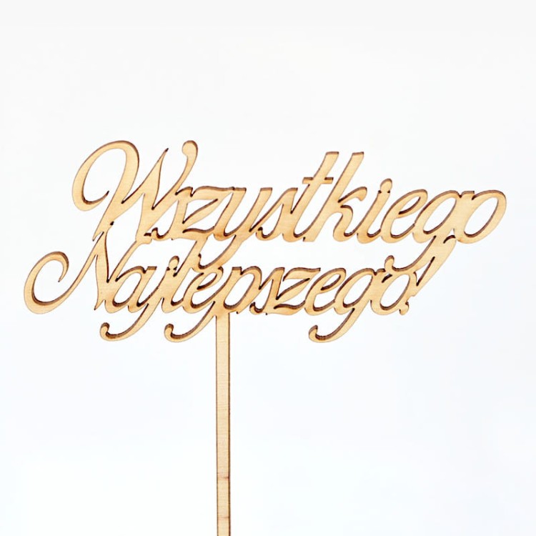 Drewniany topper urodzinowy Wszystkiego Najlepszego 12 cm