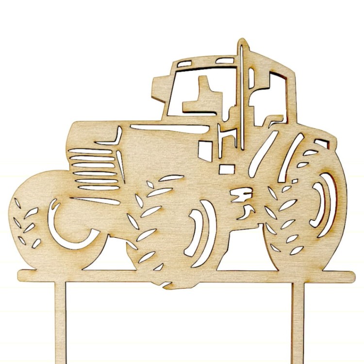 Drewniany topper urodzinowy traktor ozdoba na tort 15 cm