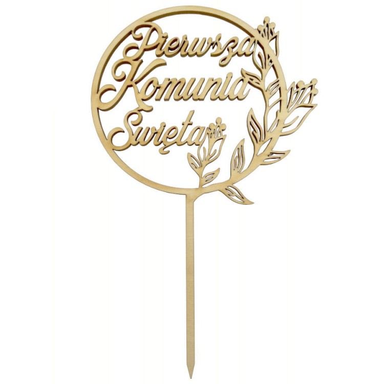 Drewniany topper komunijny na tort