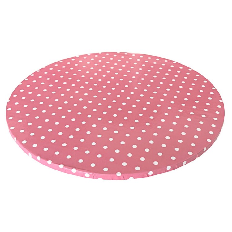 Różowy podkład cukierniczy w kropki 30cm