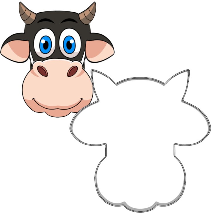 Udekorowane ciasteczko i foremka głowa krowy