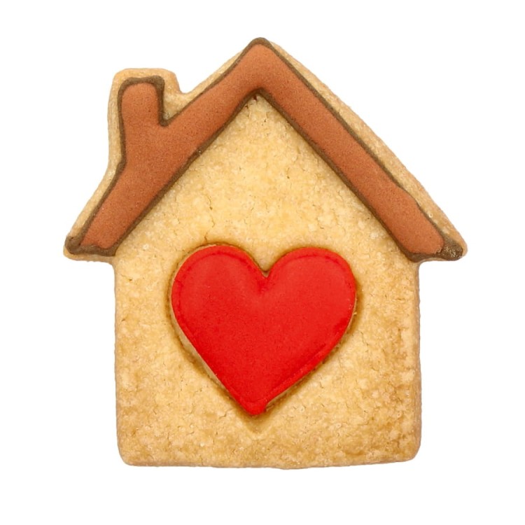 Ciasteczko z wykrawacza w kształcie domku z serduszkiem