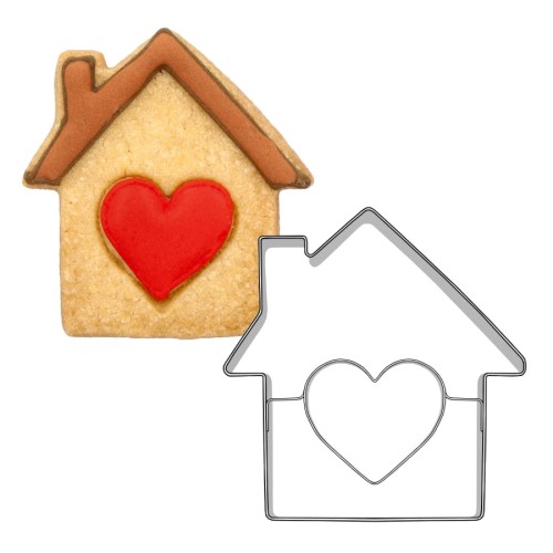 Foremka do ciastek w kształcie domku z odciśniętym sercem