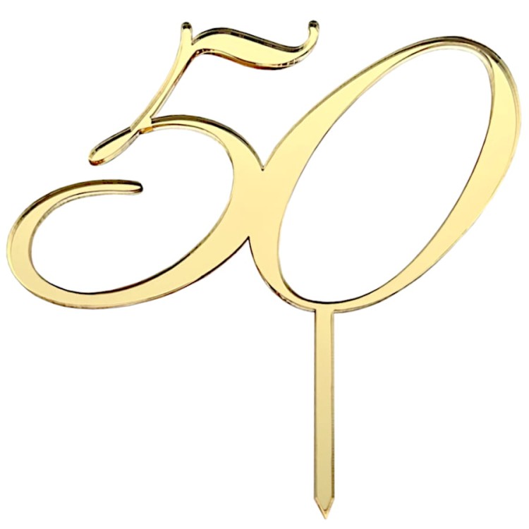 Złoty topper na 50 urodziny - plexi 11 cm