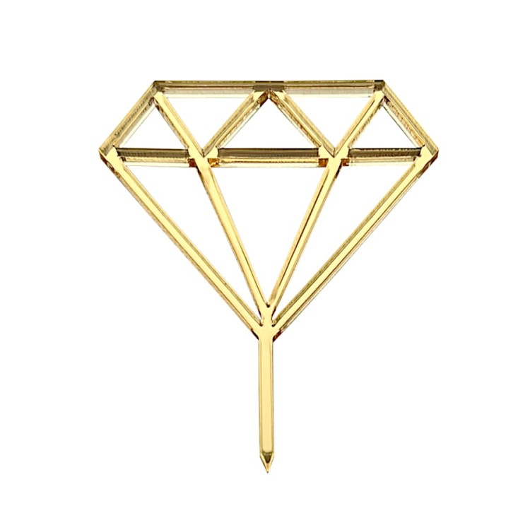 Złoty mały topper w kształcie Diamentu 5 cm