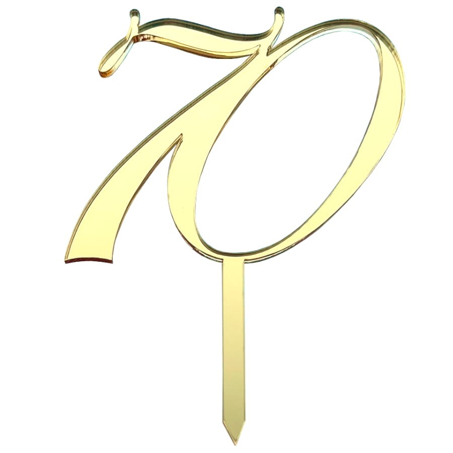 Złoty topper na tort liczba 70