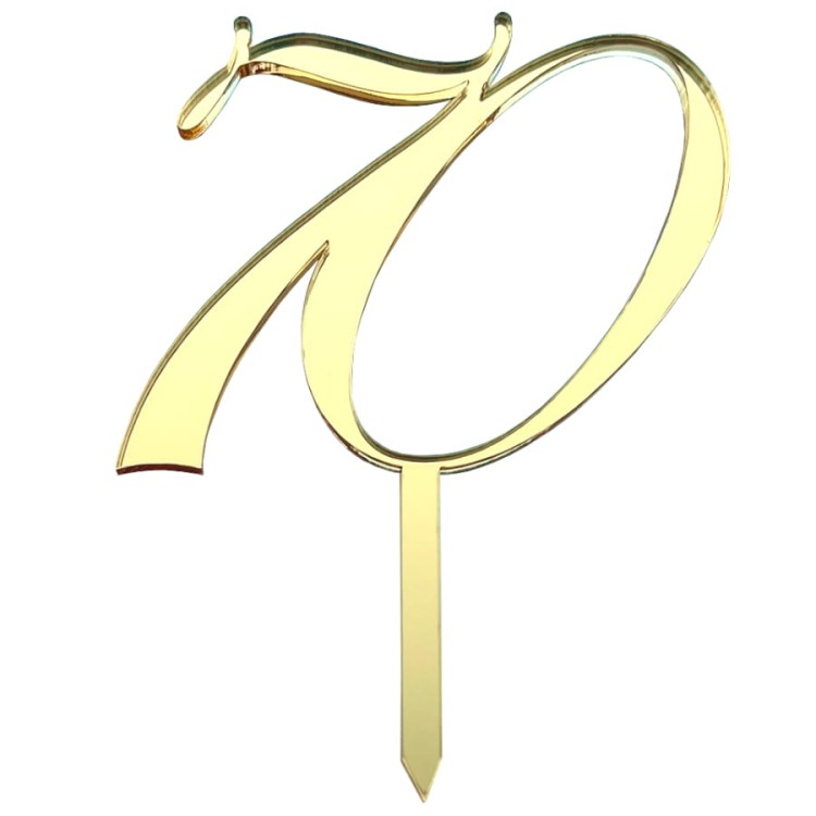 Złoty topper na tort liczba 70