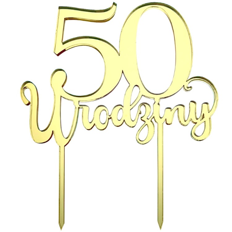 Lustrzany topper na tort 50 urodziny