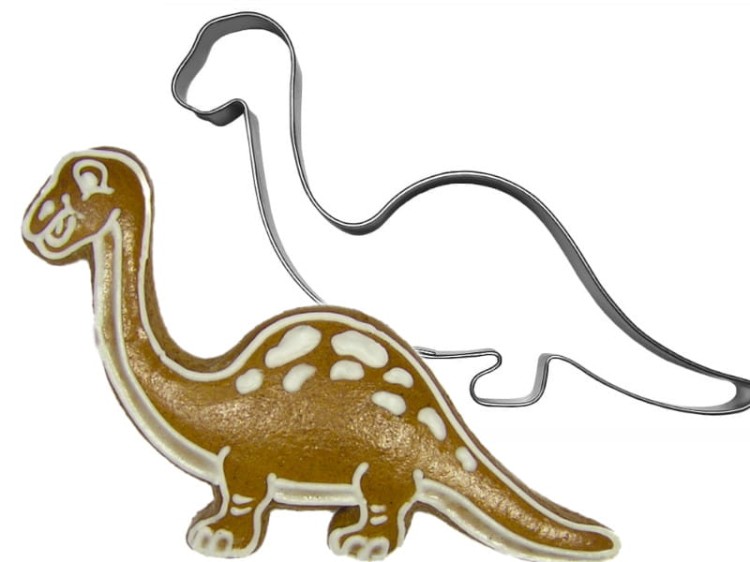 Foremka dinozaur i udekorowany piernik