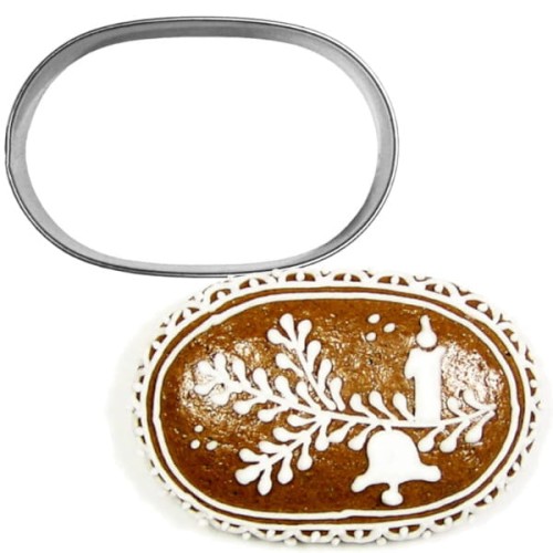 Foremka owal i udekorowany lukrem pierniczek