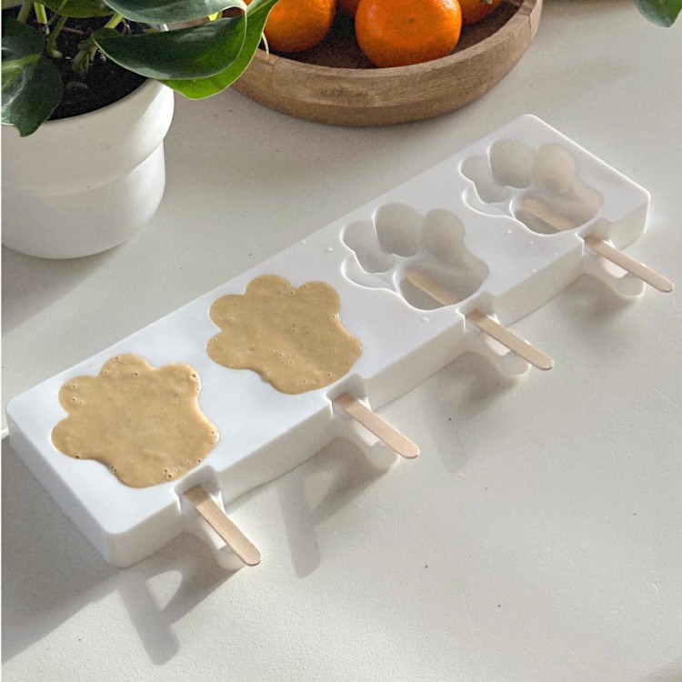 Robienie lodów dla psa w formie silikonowej