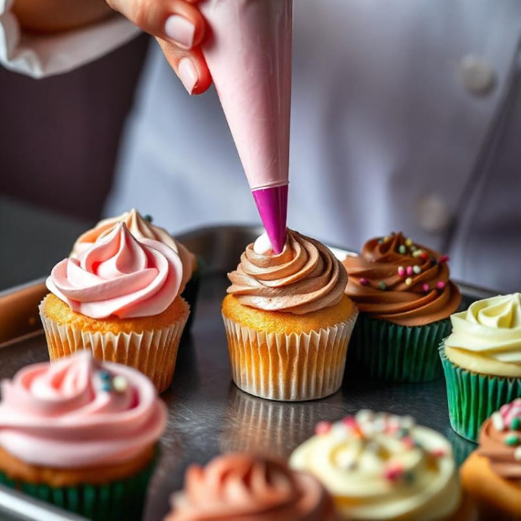 Ozdabianie muffinek kremem czekoladowym
