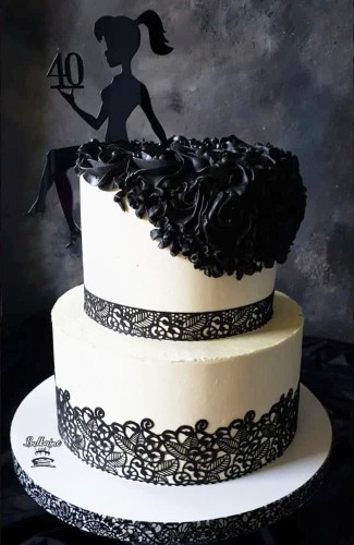 Topper na brzeg tortu Panienka z czterdziestką 15 cm