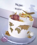 Zestaw topperów samolot i mapa świata ozdoby na tort