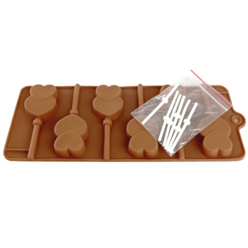 Forma silikonowa na czekoladowe lizaki serca