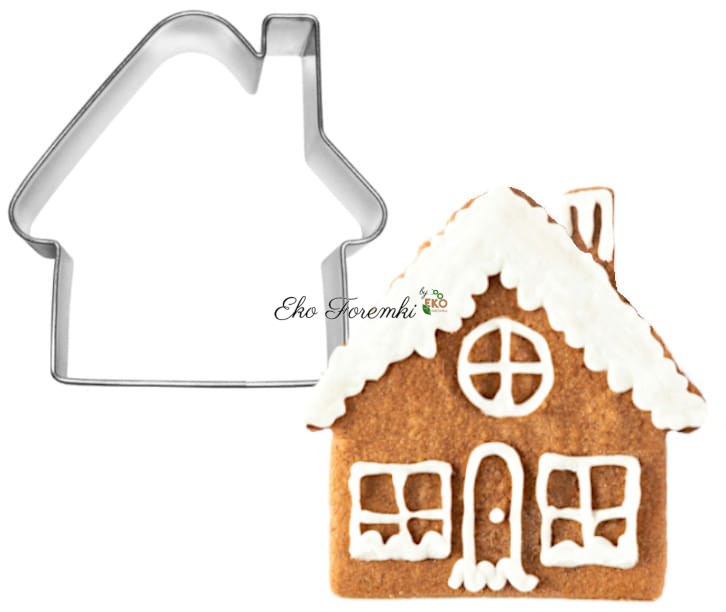 Foremka domek i ozdobiony lukrem piernik