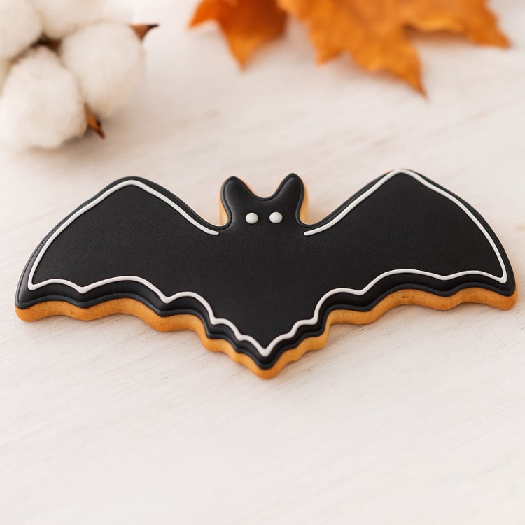 ciastek na Halloween wykrojone foremką nietoperz