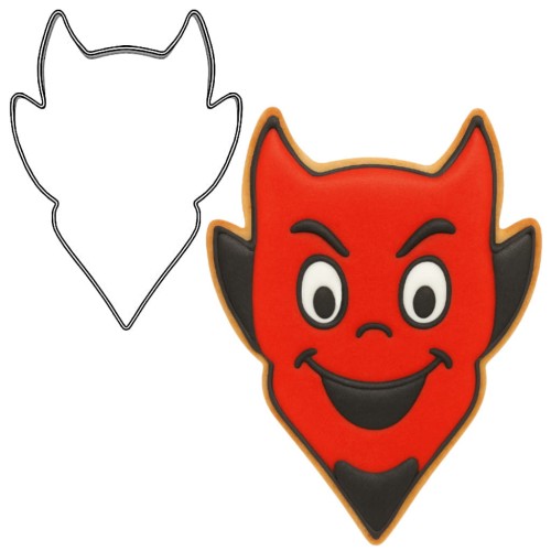 ciasteczko diabeł i foremka do wykrawania ciastek w kształcie głowy