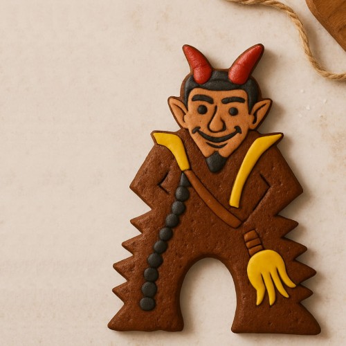 ciasteczko diabełek wykrojony foremką na Halloween