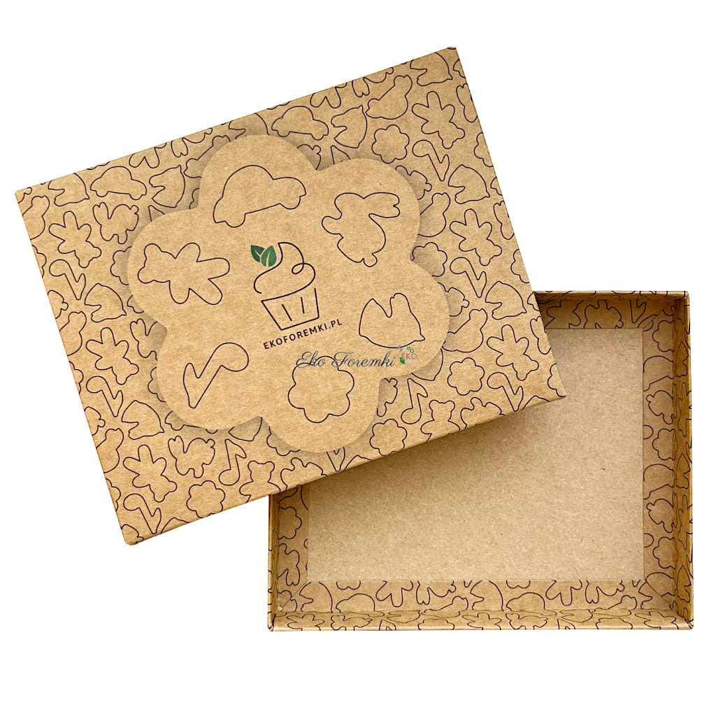 Opakowanie na foremki do ciastek i pierników wykonane z papieru kraft z nadrukiem firmowym