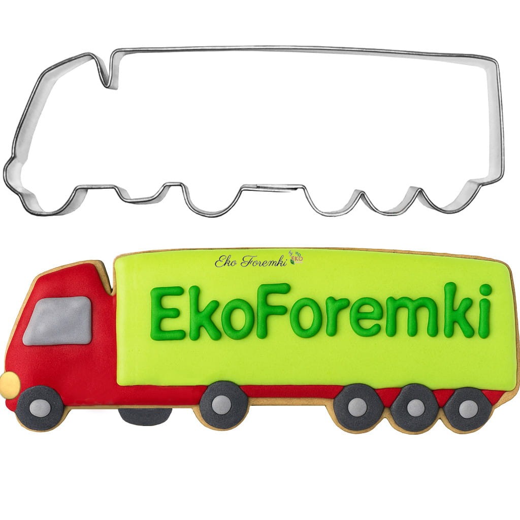 Foremka ciężarówka TIR i ciasteczko ozdobione kolorowym lukrem