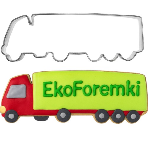 Foremka ciężarówka TIR i ciasteczko ozdobione kolorowym lukrem