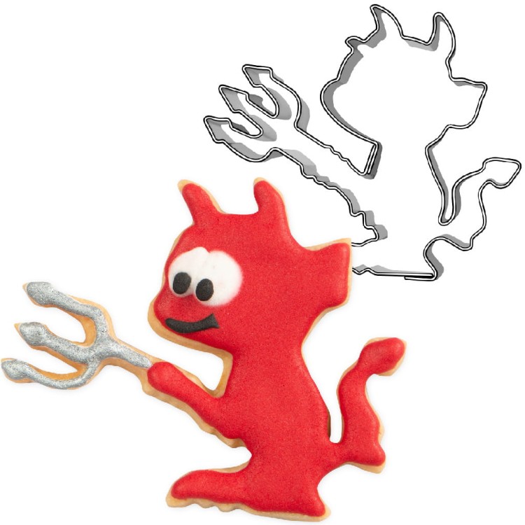 foremka i ciasteczko diabełek z widłami na Halloween