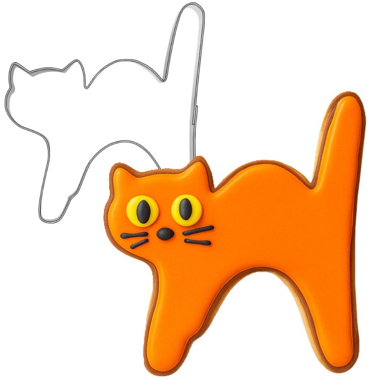 foremka wystraszony kot i lukrowane ciastko