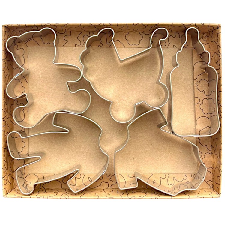 Zestaw foremek niemowlęcych ze stali nierdzewnej w opakowaniu kraft marki ekoforemki