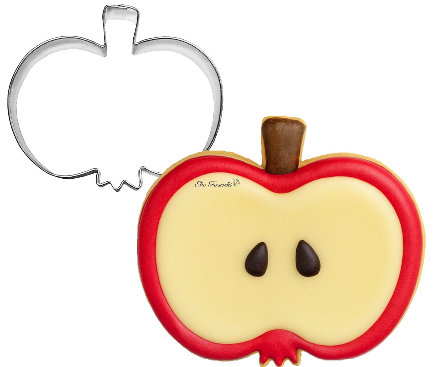 metalowa foremka i ciasteczko duże jabłko