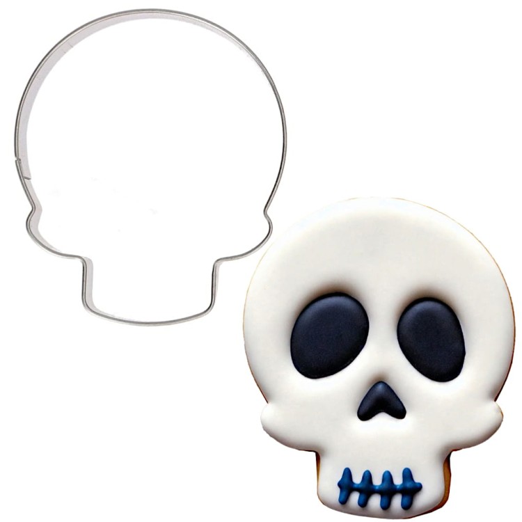 Foremka czaszka do ciastek na Halloween z ciasteczkiem udekorowym lukrem