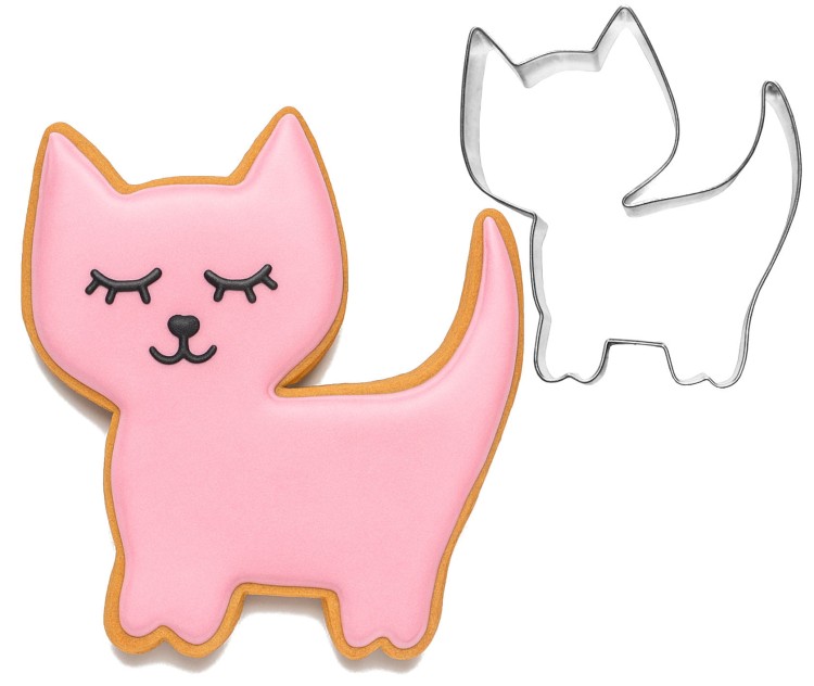 foremka kotek i lukrowane ciasteczko w kształcie kotka