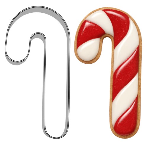 Foremka z ciasteczkiem udekorowanym lukrem w kształcie laski cukrowej