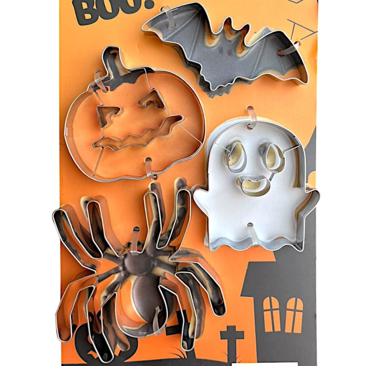 Wykrawacze do ciastek na Halloween w kształcie nietoperza, dyni, pająka i ducha