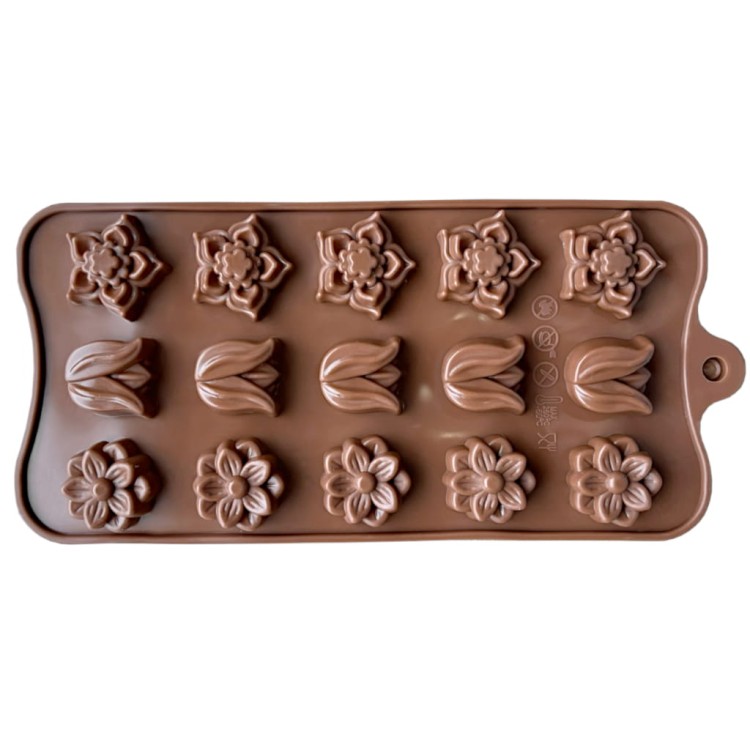 Forma na czekoladki w kształcie kwiatów wykonana z elastycznego silikonu