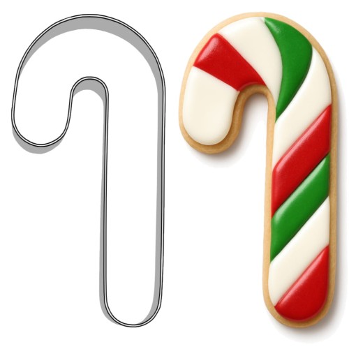 Świąteczny wykrawacz do ciastek i pierników w kształcie laski cukrowej z ciasteczkiem