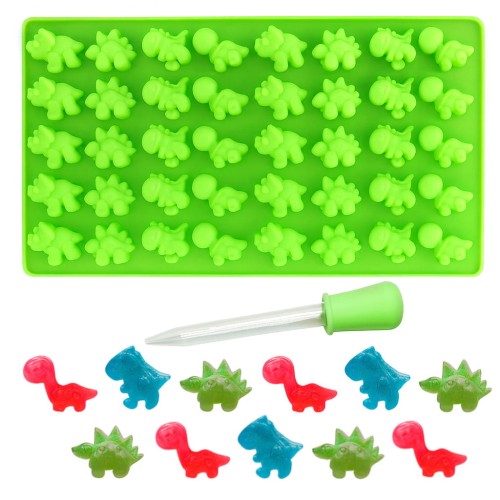 Forma silikonowa na żelki w kształcie dinozaurów z pipetką w zestawie