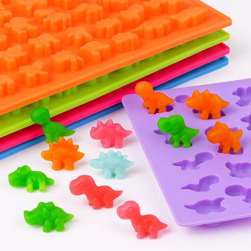 Silikonowa forma na żelki dinozaury z gotowymi wyrobami